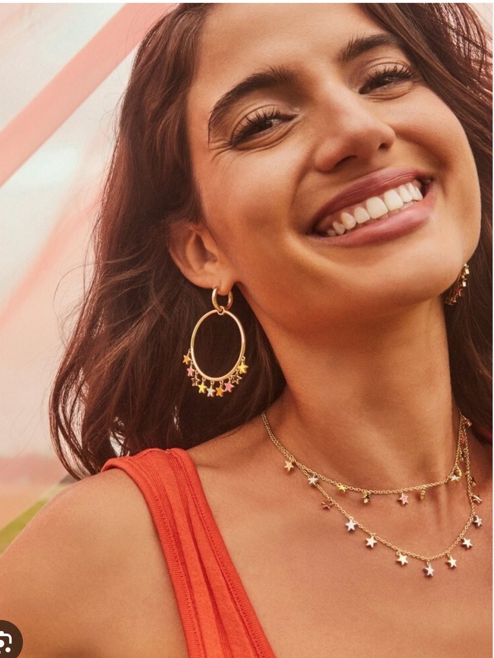 Kendra Scott Gold Hoop Earrings with Multi-Tone Star Charms
